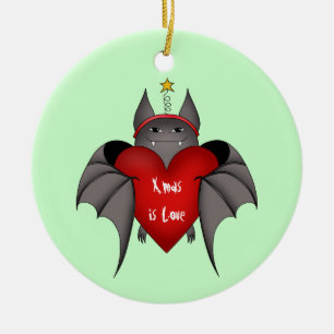 Ornement En Céramique Batte gothique drôle amoureuse de Noël