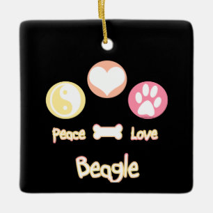 Ornement En Céramique Beagle d'amour pour la paix