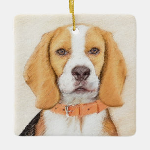 Ornement En Céramique Beagle Hound Dog Peinture Animal Art original
