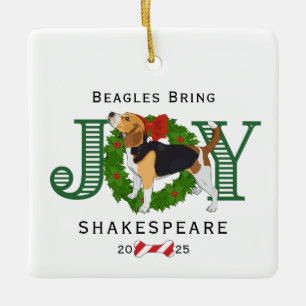 Ornement En Céramique Beagles apportent la couronne de joie