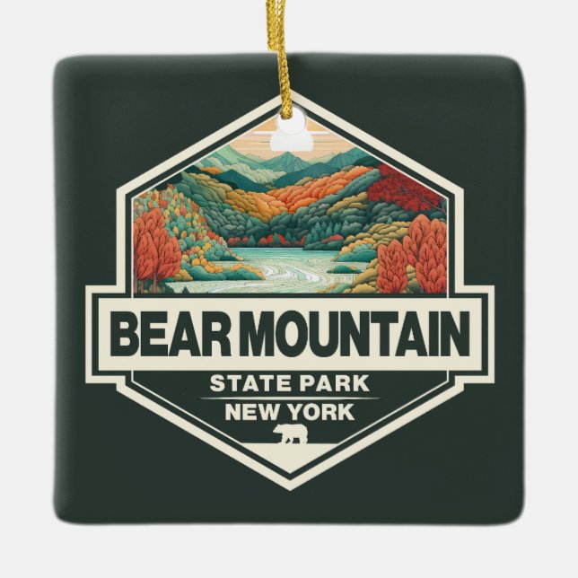 Ornement En Céramique Bear Mountain State Park New York Travel Art Badge (Devant)