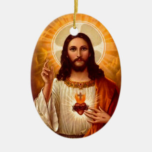 Ornement En Céramique Beau coeur sacré religieux d'image de Jésus