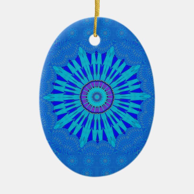 Ornement En Céramique Beau Royal Blue Mandala Art Imprimer (Devant)