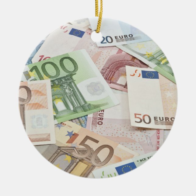 Ornement En Céramique Beaucoup d'euro billets de banque (Devant)