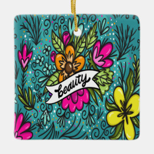 Ornement En Céramique Beauté de l'oreiller avec fleurs