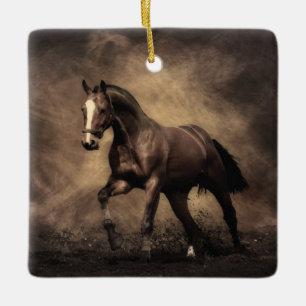 Ornement En Céramique Beautiful brown horse throw pillow
