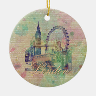 Ornement En Céramique Beautiful trendy Vintage London Landmarks