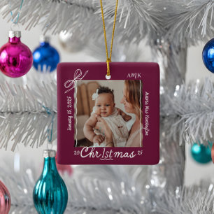 Ornement En Céramique Bébé 1er Noël Mini main dessinée Scribble Bow