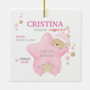 Ornement En Céramique Bébé Bébé Bébé Bébé Fille Naissance Statistiques