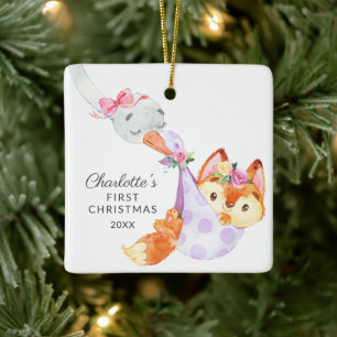Ornement En Céramique Bébé de livraison spéciale Premier Noël renard
