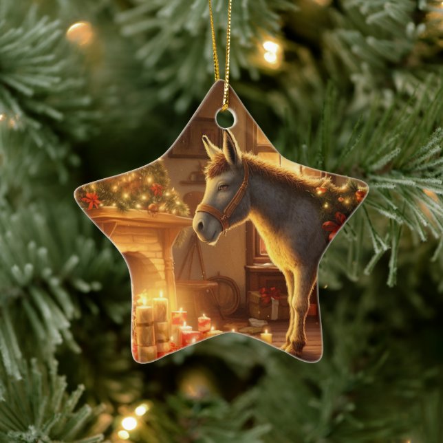 Ornement En Céramique Bébé Donkey Family Orament, Amateurs d'âne Cadeaux (Arbre)