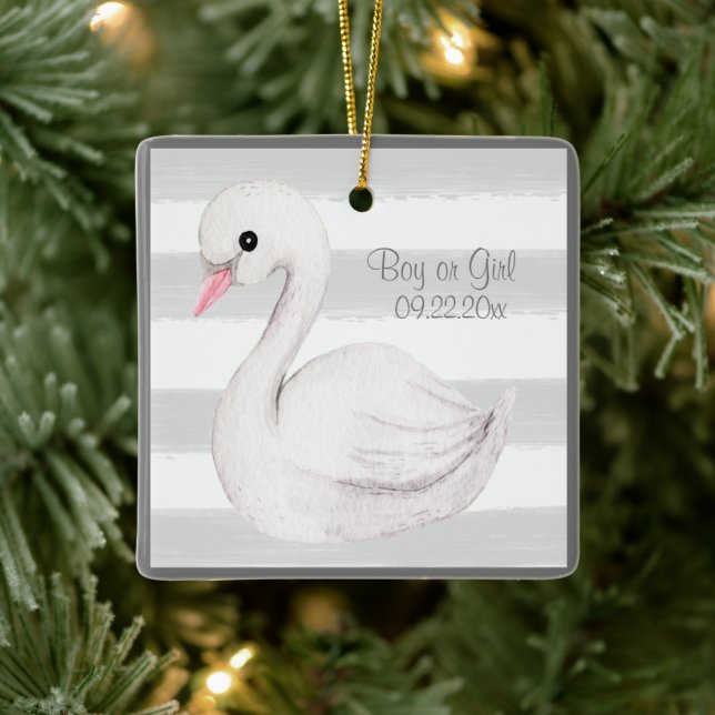 Ornement En Céramique Bébé garçon ou fille Typographie Nom Date Keepsaké (Arbre)