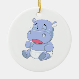 Ornement En Céramique Bébé hippopotame pleurant