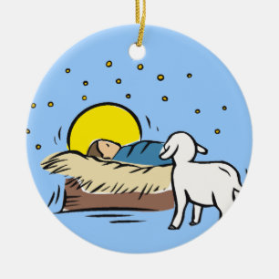 Ornement En Céramique Bébé Jésus dans Manger