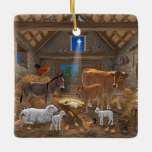 Ornement En Céramique Bébé Jésus Manger Nativité de Noël