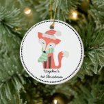 Ornement En Céramique Bébé mou Fox de Noël Bois d'hiver Woodland rustiqu<br><div class="desc">Ce joli renard de Noël Woodland d'hiver présente une illustration rustique d'un renard rouge portant une écharpe et un casquette rouge. Personnalisez avec le nom, la date ou le texte de votre enfant de votre choix. Parfait pour le premier cadeau d'un bébé ou le cadeau de noël pour tout jeune...</div>