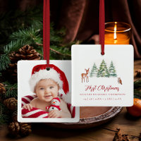 Bébé Premier Noël Hibou Cerf Bois Photographie