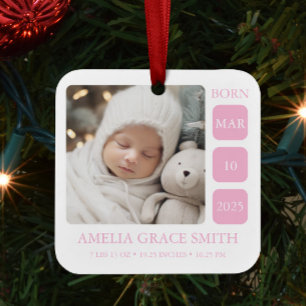 Ornement En Céramique Bébé rose Fille Naissance Stat Photo Ornament de N