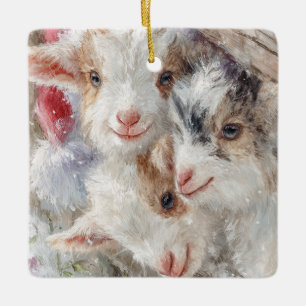 Ornement En Céramique Bébés de neige Chèvres de Noël 12 - VOTRE PHOTO