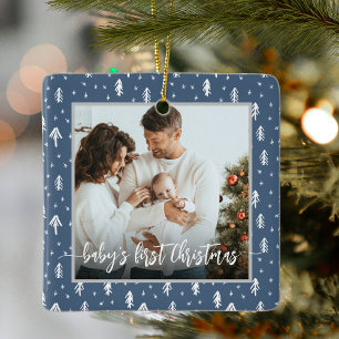 Ornement En Céramique Bébé's First Christmas Blue