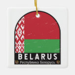 Ornement En Céramique Belarus Flag Emblem Distressed Vintage<br><div class="desc">Belarus distressed emblem featuring the flag and coat of arms.</div>