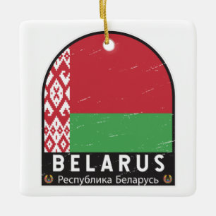 Ornement En Céramique Belarus Flag Emblem Distressed Vintage