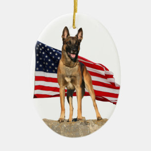 Ornement En Céramique Belge Malinois avec l'ornement de drapeau