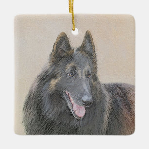 Ornement En Céramique Belgian Tervuren Painting - Cute Original Dog Art