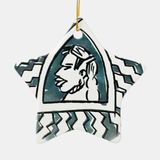 Ornement En Céramique Belle Africaine Bongo Massai Portrait Tribal Art (Devant)