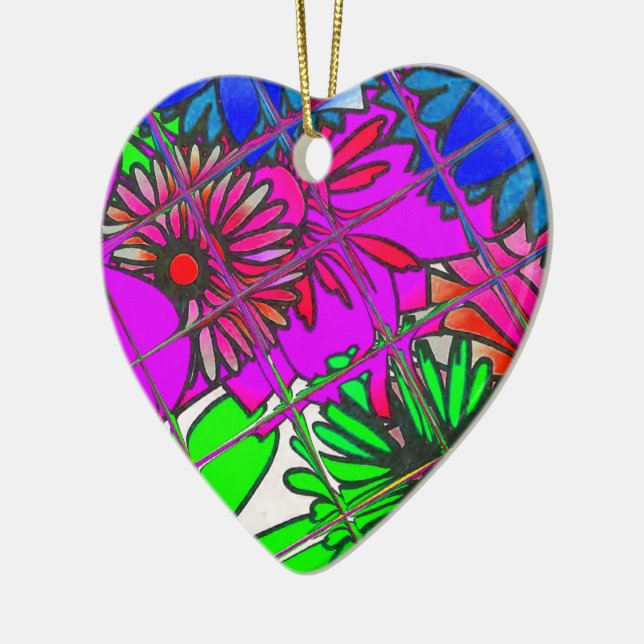 Ornement En Céramique Belle couleur Extraordinaire motif floral design (Gauche)