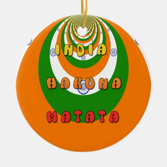 Ornement En Céramique Belle Inde couleurs drapeau national Hakuna Matata (Devant)