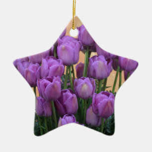 Ornement En Céramique Belles tulipes pourpres de ressort
