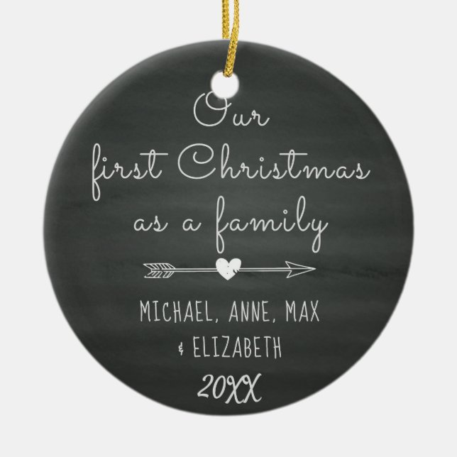 Ornement En Céramique Béni par premier Noël d'adoption, accueil (Devant)