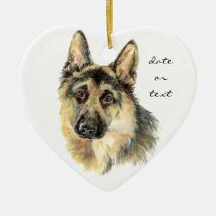 Ornement En Céramique Berger allemand daté personnalisé, chien, animal d