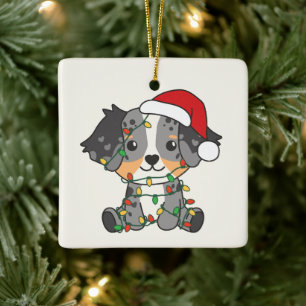 Ornement En Céramique Berger australien Animaux d'hiver de Noël