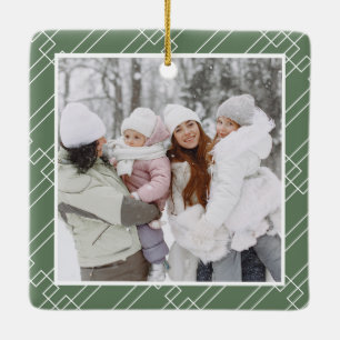 Ornement En Céramique Berries vertes modernes Noël 2 photos