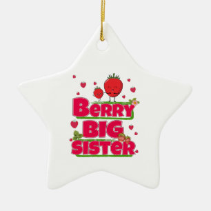 Ornement En Céramique Berry Big Sister - Pun mignonne aux fraises