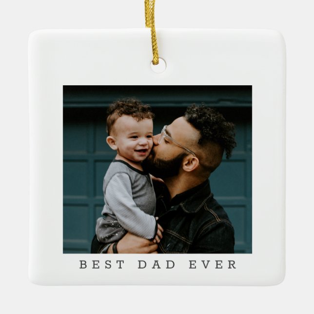 Ornement En Céramique Best Dad Ever Full Photo Personalized  (Devant)