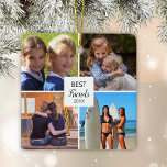 Ornement En Céramique Best Friends 4 Photo Collage Bestie<br><div class="desc">Le cadeau parfait pour votre longue amitié de vie avec votre BFF. Ajouter jusqu'à 4 photos et date à cet ornement de Noël en céramique. Les modèles fournis incluent le collage photo et une date que vous pouvez personnaliser. Pour les seins, bff'a et de longs amis à vivre donnent le...</div>