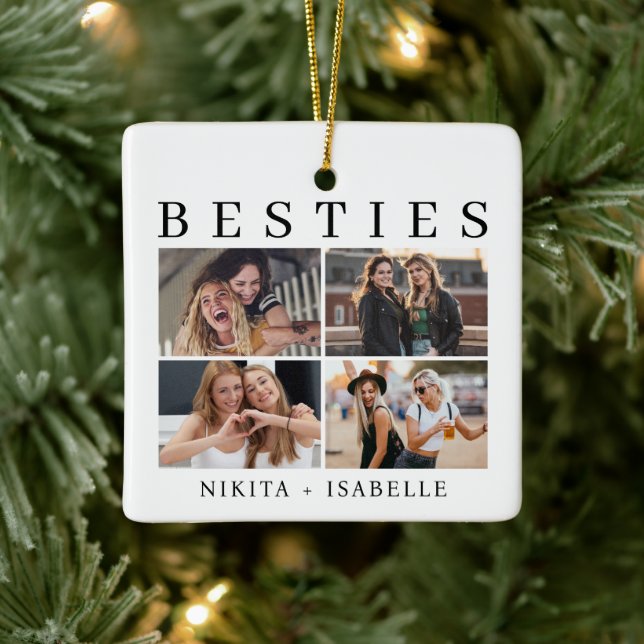 Ornement En Céramique Besties Photo Collage Friendship Keepsake Gift (Arbre)