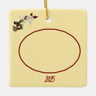 Ornement En Céramique Beurre Jaune et Rouge profond Fleur photo Noël