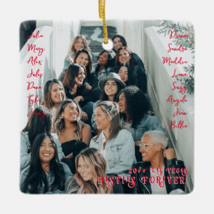Ornement En Céramique BFF Besties Forever Girl Trip Nom de la photo Noël