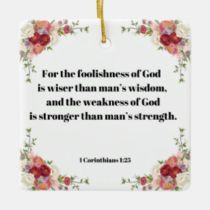 Ornement En Céramique Bible florale Verse 1 Corinthiens 1:23 Écriture