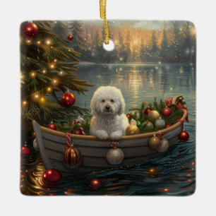 Ornement En Céramique Bichon Frise Noël Festive Voyage