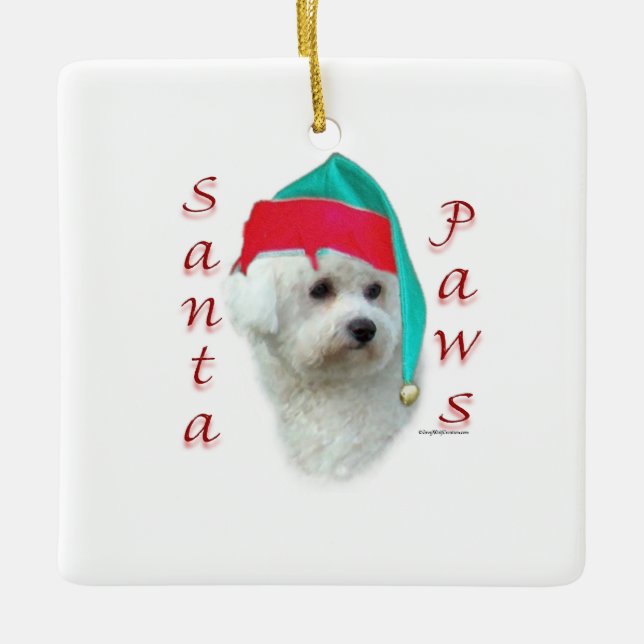 Ornement En Céramique Bichon Frise Père Noël Paws (Devant)