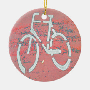 Ornement En Céramique Bicyclette blanche rue Rouge, Bicyclette des panne