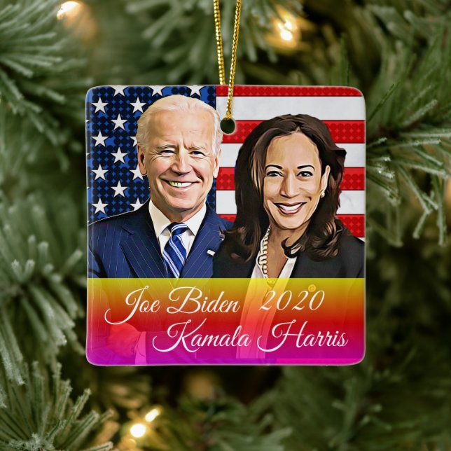 Ornement En Céramique Biden et Harris Keepsaké Souvenir 2020 (Arbre)