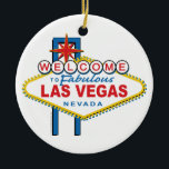 Ornement En Céramique Bienvenue à Las Vegas Retro<br><div class="desc">Ornement Las Vegas</div>