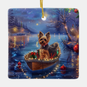 Ornement En Céramique Biewer Terrier Noël Festive Voyage