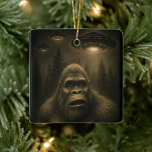 Ornement En Céramique Bigfoot Sasquatch Alien UFO Funny